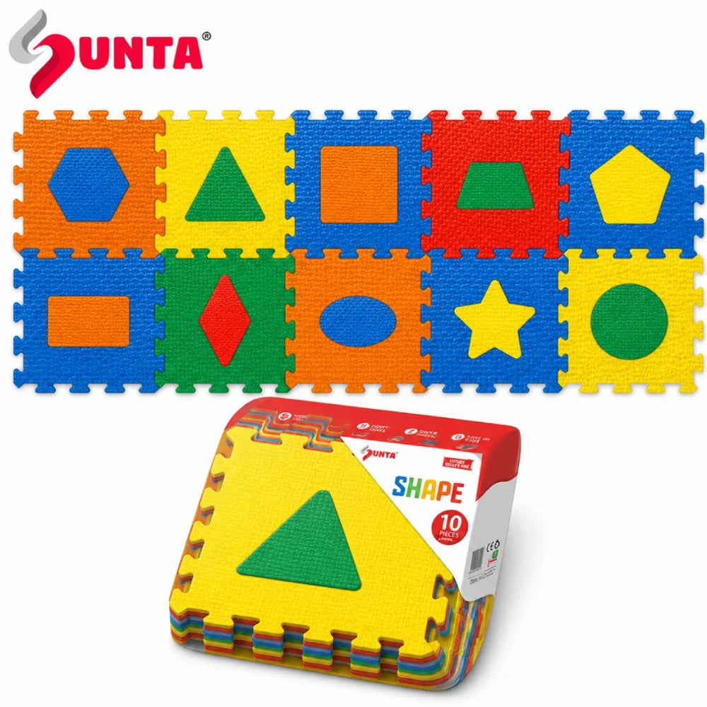 Kids EVA Puzzle Mat Shapes 10 Pieces, 12inch Foam Interlocking Floor Play