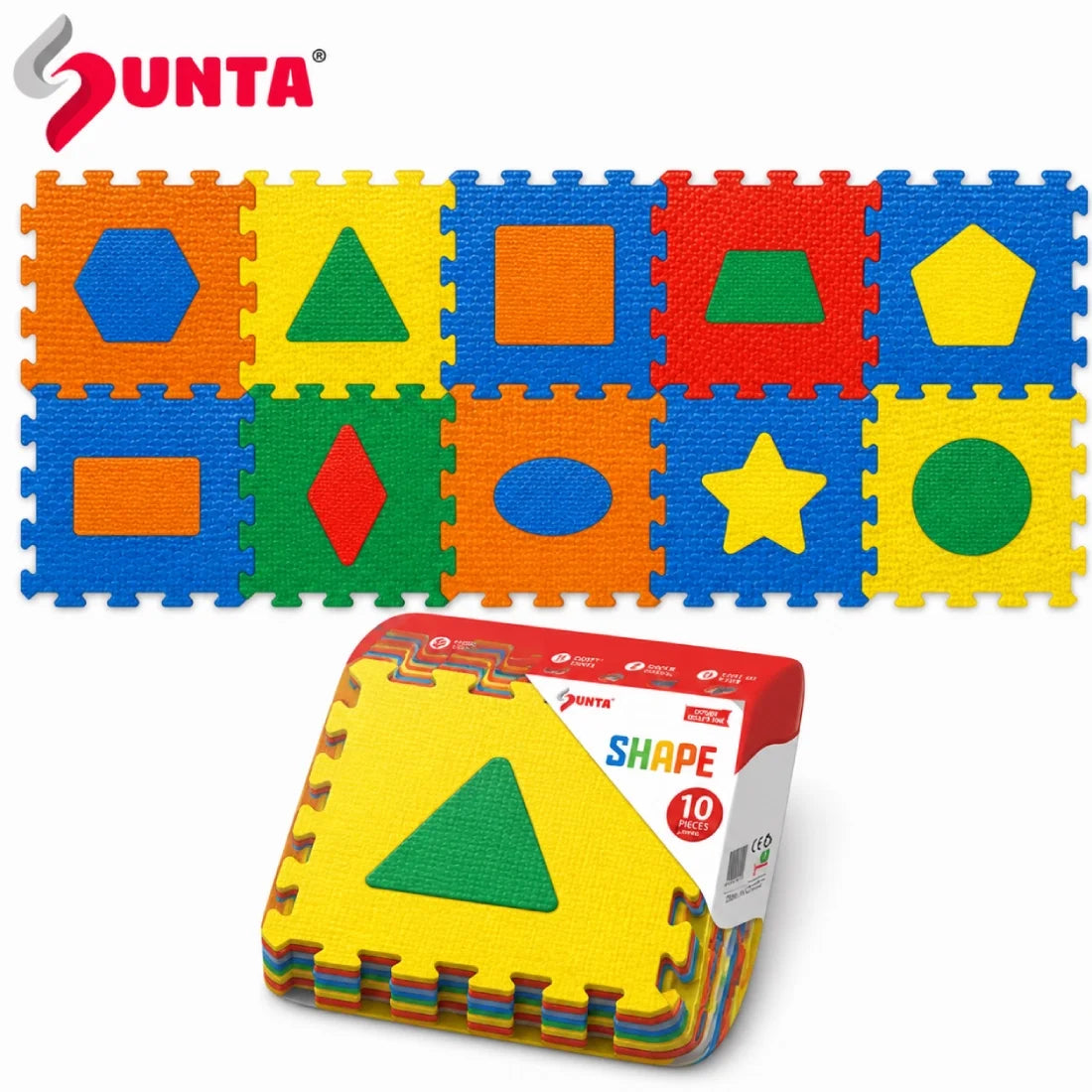 Kids EVA Puzzle Mat Shapes 10 Pieces, 12inch Foam Interlocking Floor Play