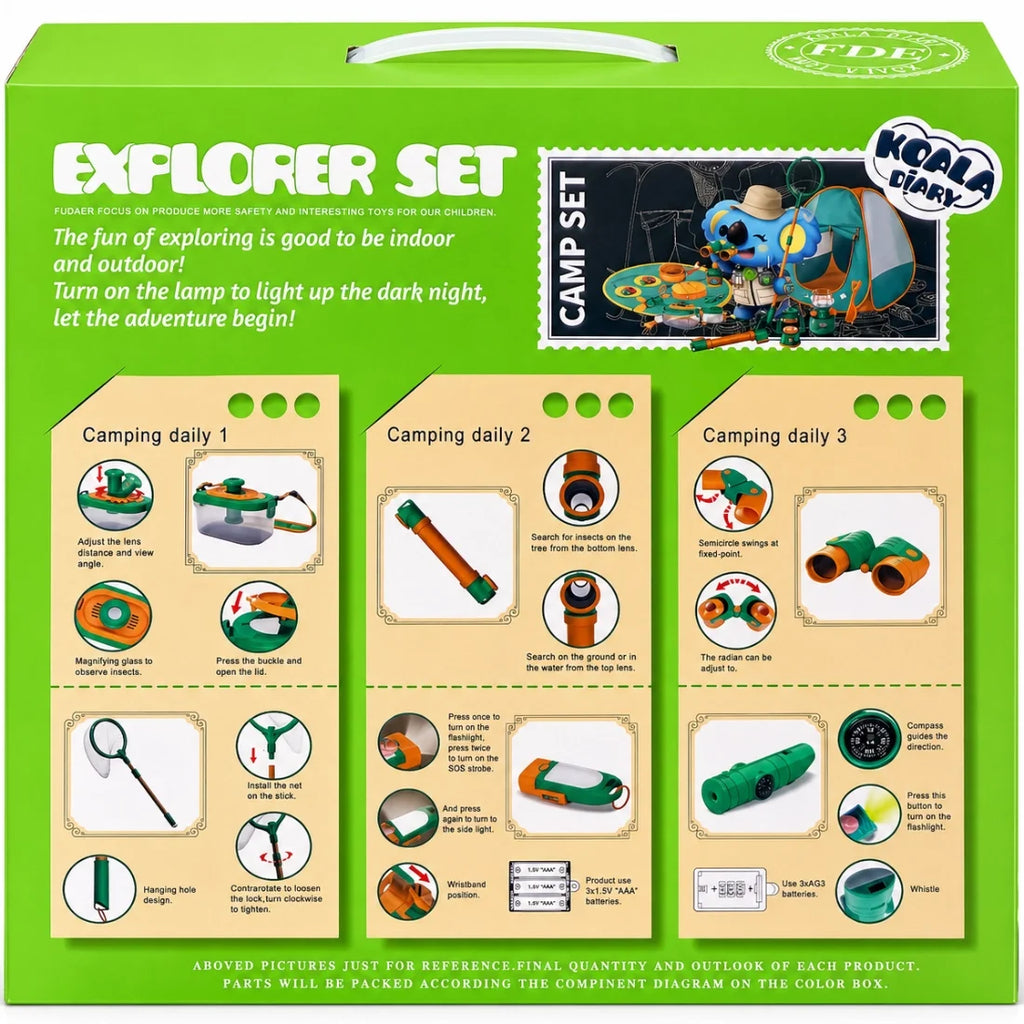 Kids Explorer Playset Adventure Kit Outdoor Role Play Backpack Set