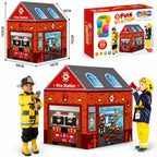 Kids Fire Station Tent with 50 Balls Pop Up Indoor Outdoor Playhouse