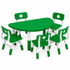 Kids Half Round Table with 5 Chairs Adjustable Study Play Set