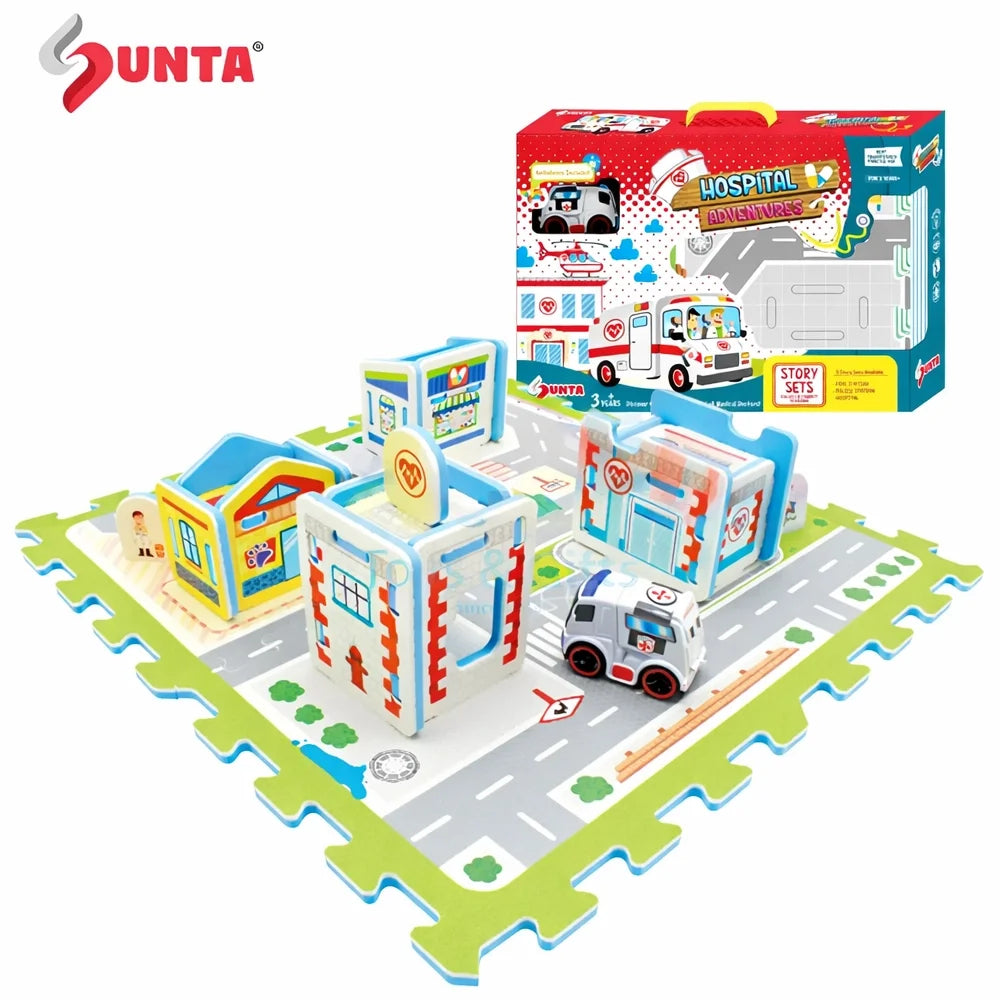 Kids Magnetic Puzzle with Toy Car Creative Learning Set