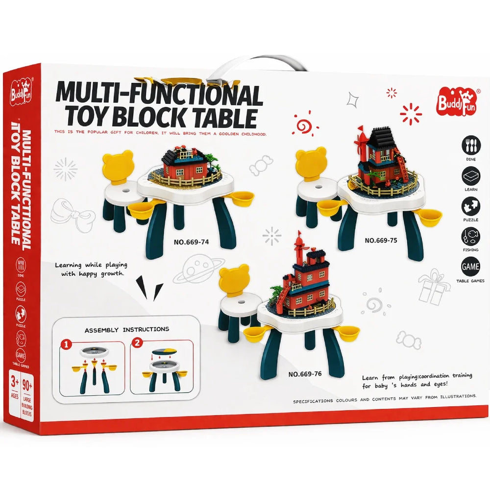 Kids Multifunction Blocks Table With Chair 1 Piece Activity Toy