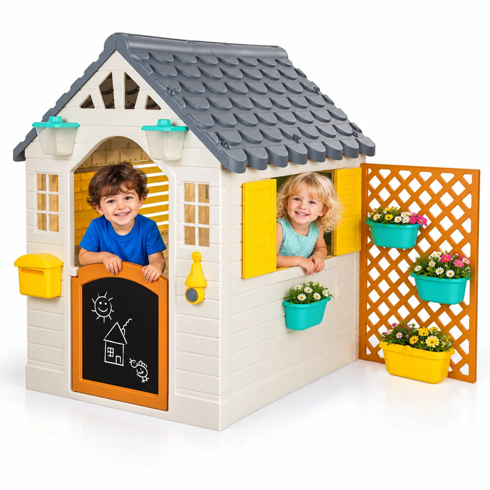 Kids Playhouse with Accessories – Grey & Yellow