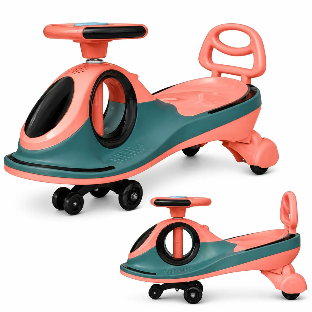 Kids Ride On Wiggle Car with Backrest Twist Car Assorted Colors