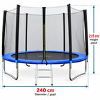 Kids Round Trampoline with Safety Net & Ladder – 240 cm