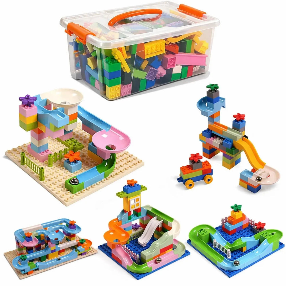 Kids Slide Block Building Set Box 180 Pieces Creative Toy