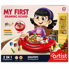 Kids Spinning Drawing Board Graffiti Set 46 Pieces Art Toy