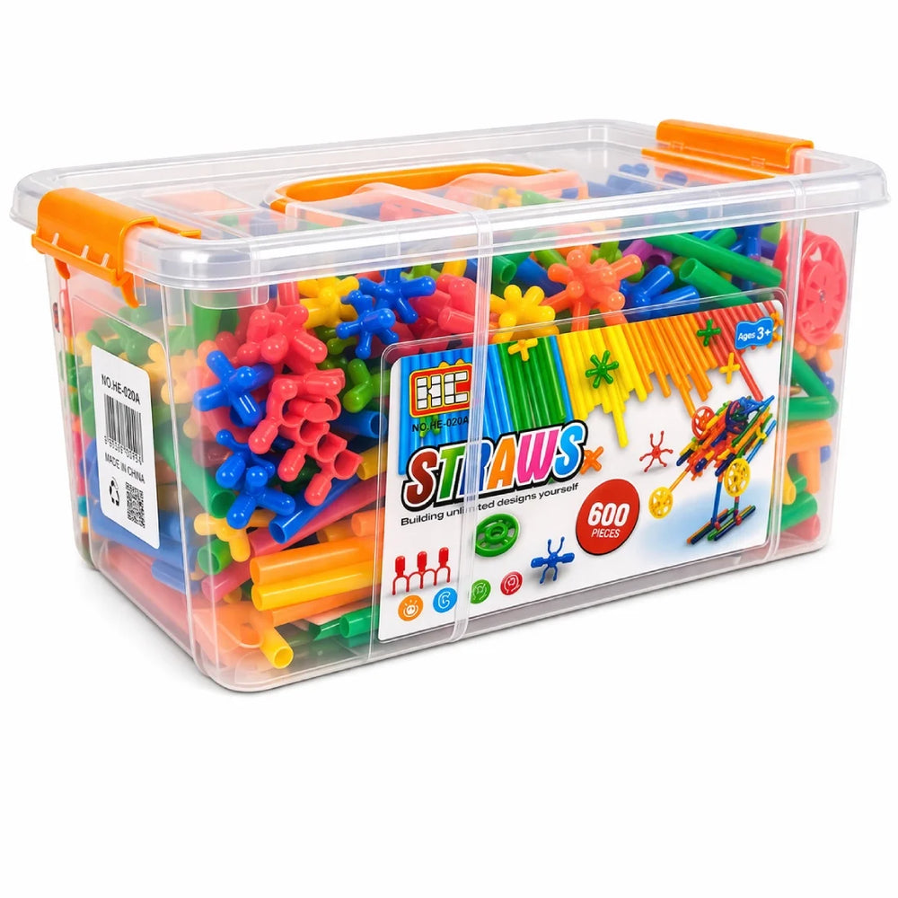 Kids Straw Building Blocks Connectors 600 Pieces STEM Toy