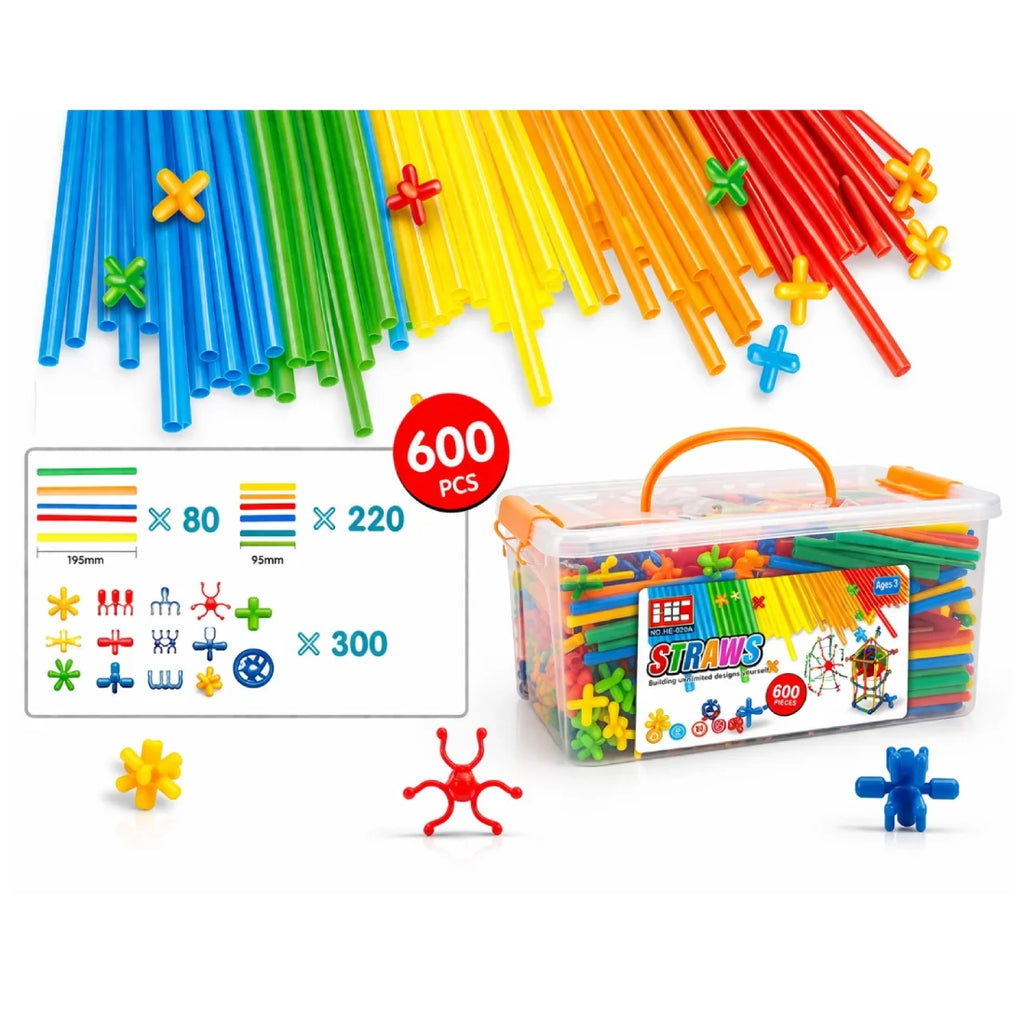 Kids Straw Building Blocks Connectors 600 Pieces STEM Toy