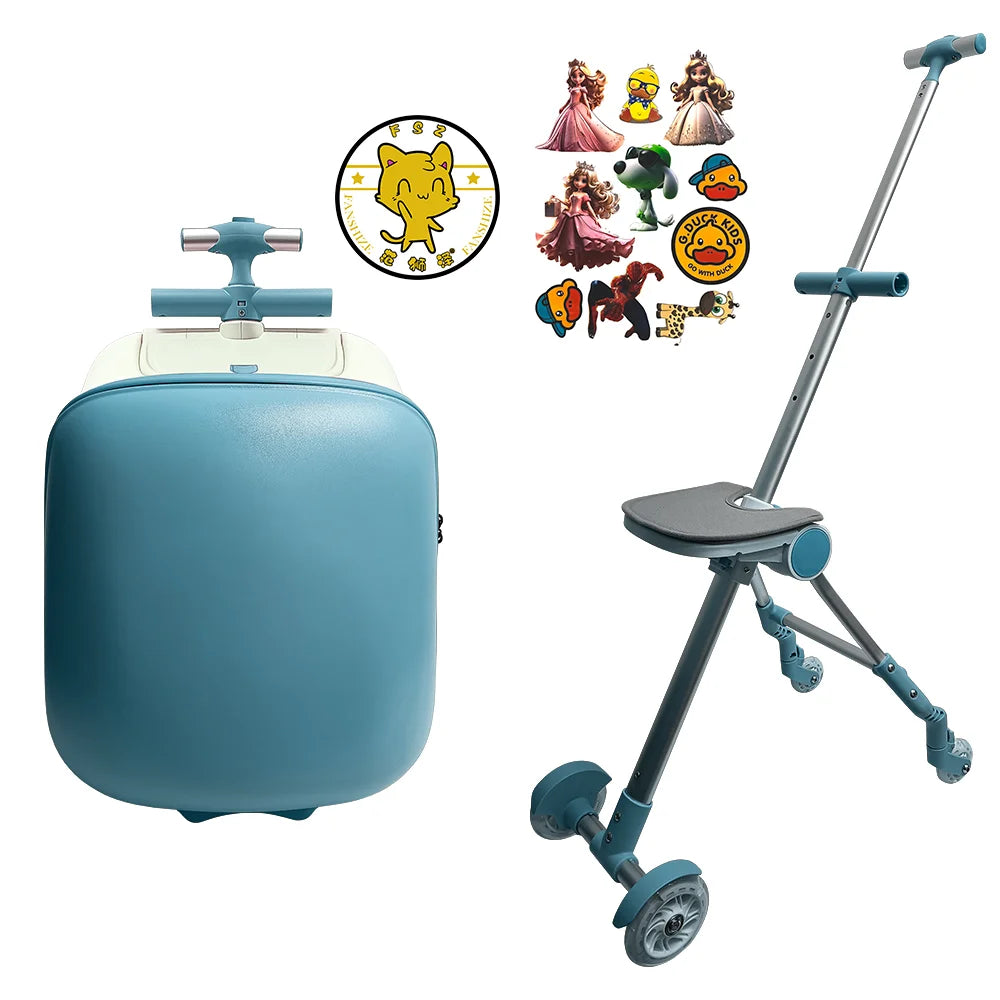 Kids Trolley Luggage Convertible into Baby Stroller Seat