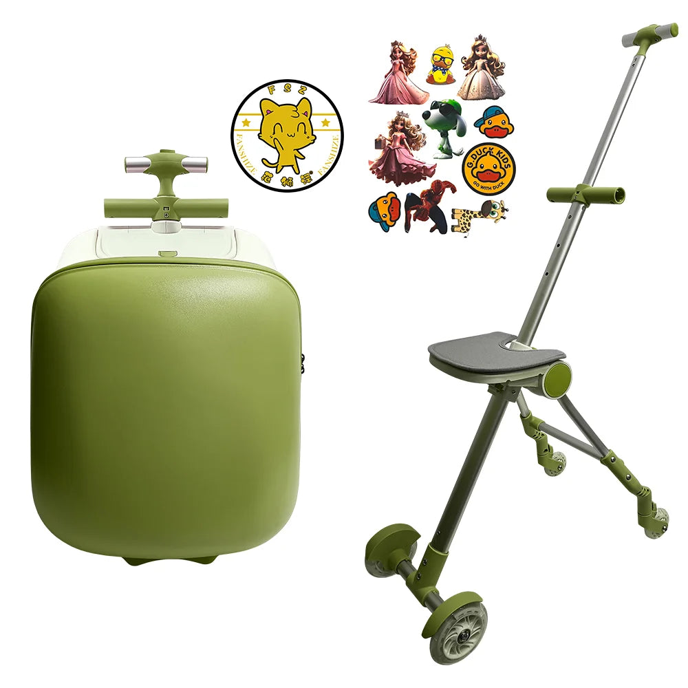 Kids Trolley Luggage Convertible into Baby Stroller Seat