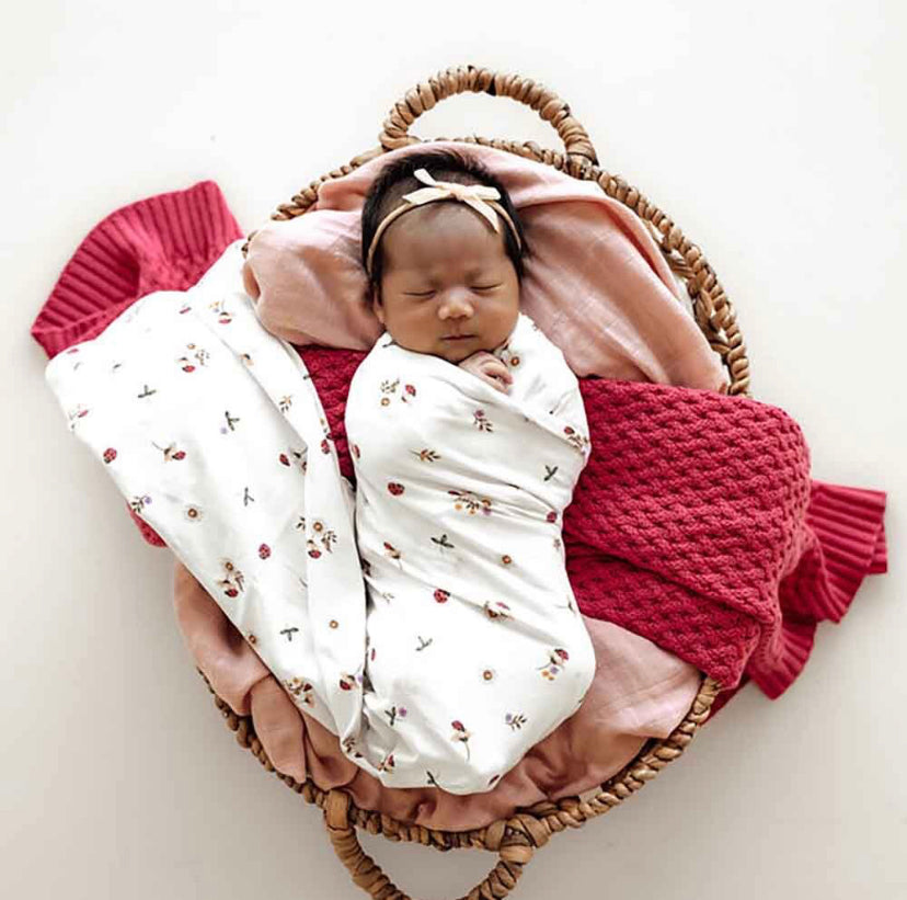 Ladybug Organic Jersey Wrap and Topknot Set