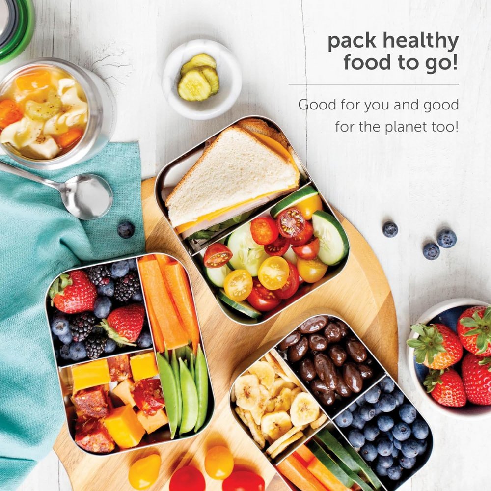 Lunchbots Large Bento Box - Trio - Blue