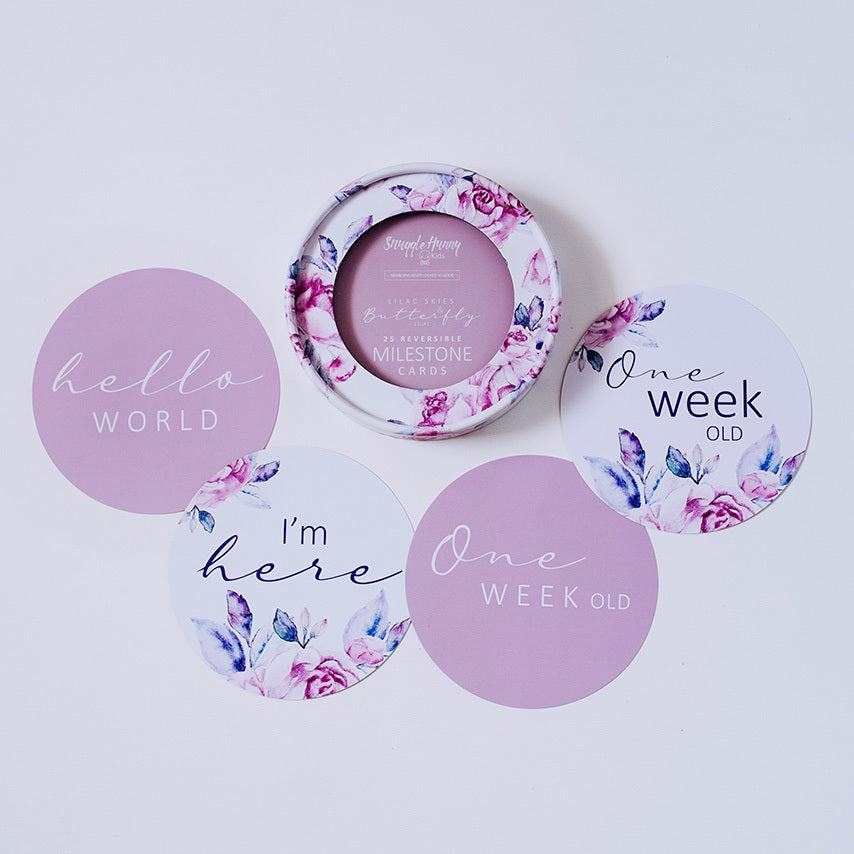 Lilac Skies and Butterfly Lilac Reversible Milestone Cards