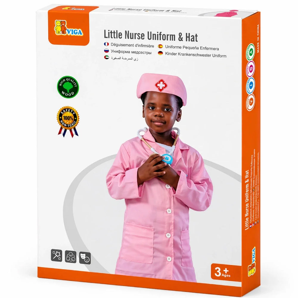 Little Nurse Uniform and Hat Kids Role Play Costume 3-5 Years