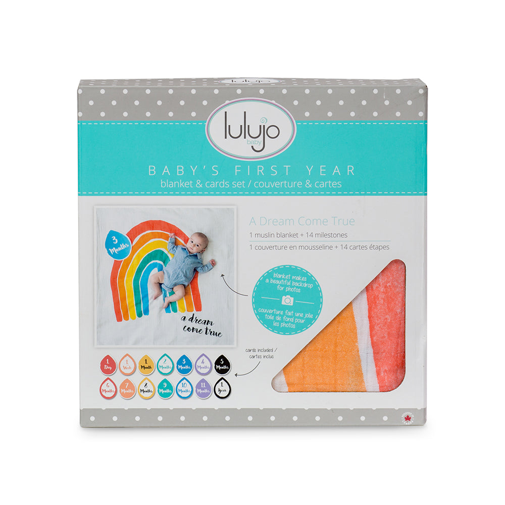 Lulujo - Baby's First Year Blanket&Cards Set - A Dream Come True
