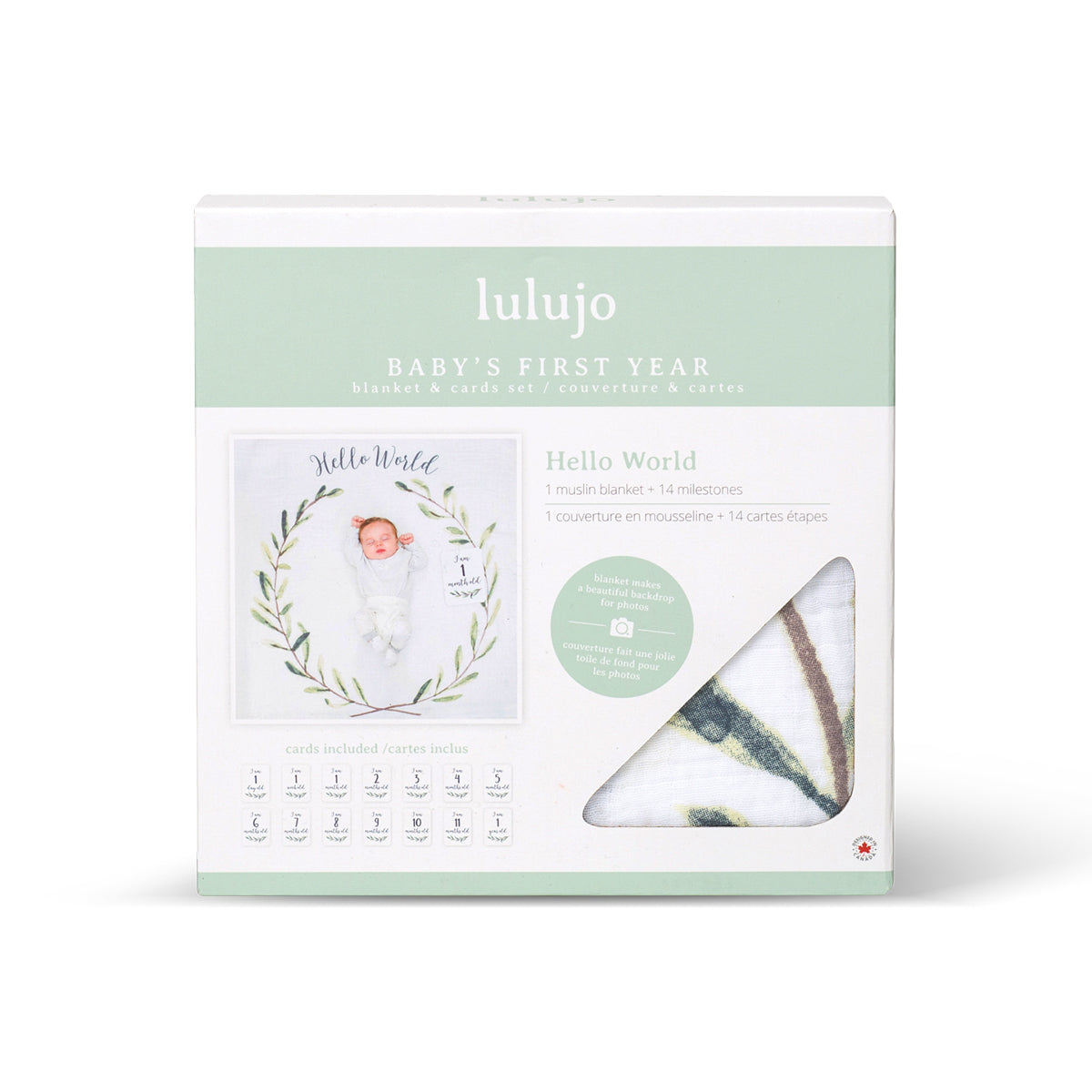 Lulujo Baby's First Year Blanket&Cards Set Hello World