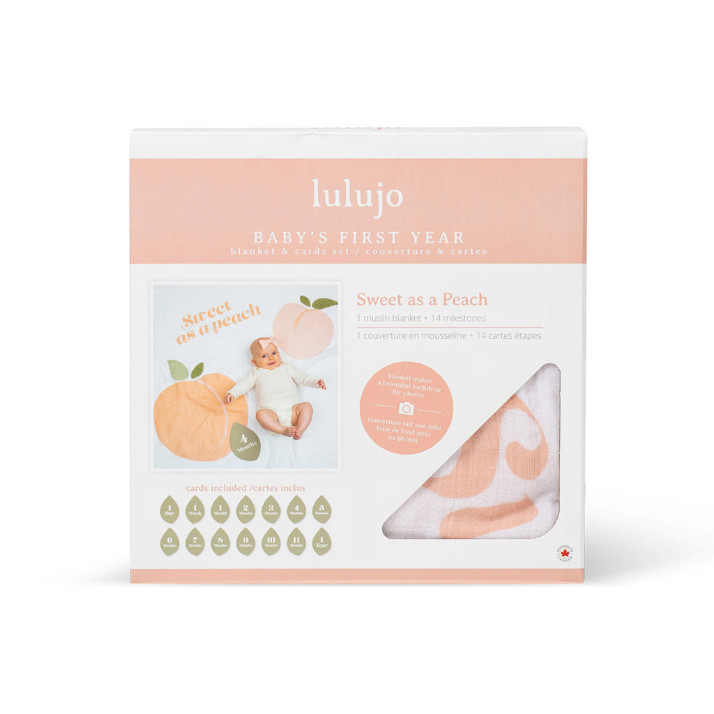 Lulujo Baby's First Year Blanket&Cards Set - Sweet as a Peach