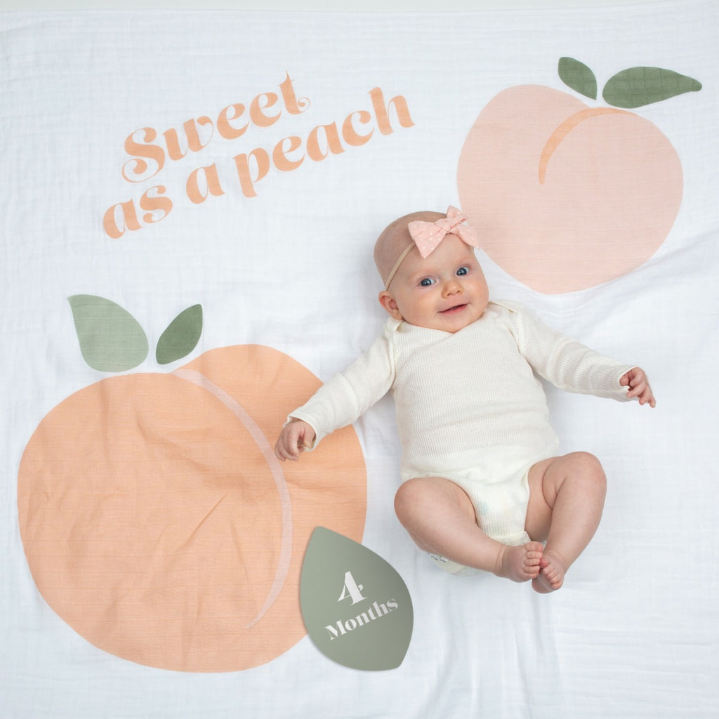 Lulujo Baby's First Year Blanket&Cards Set - Sweet as a Peach