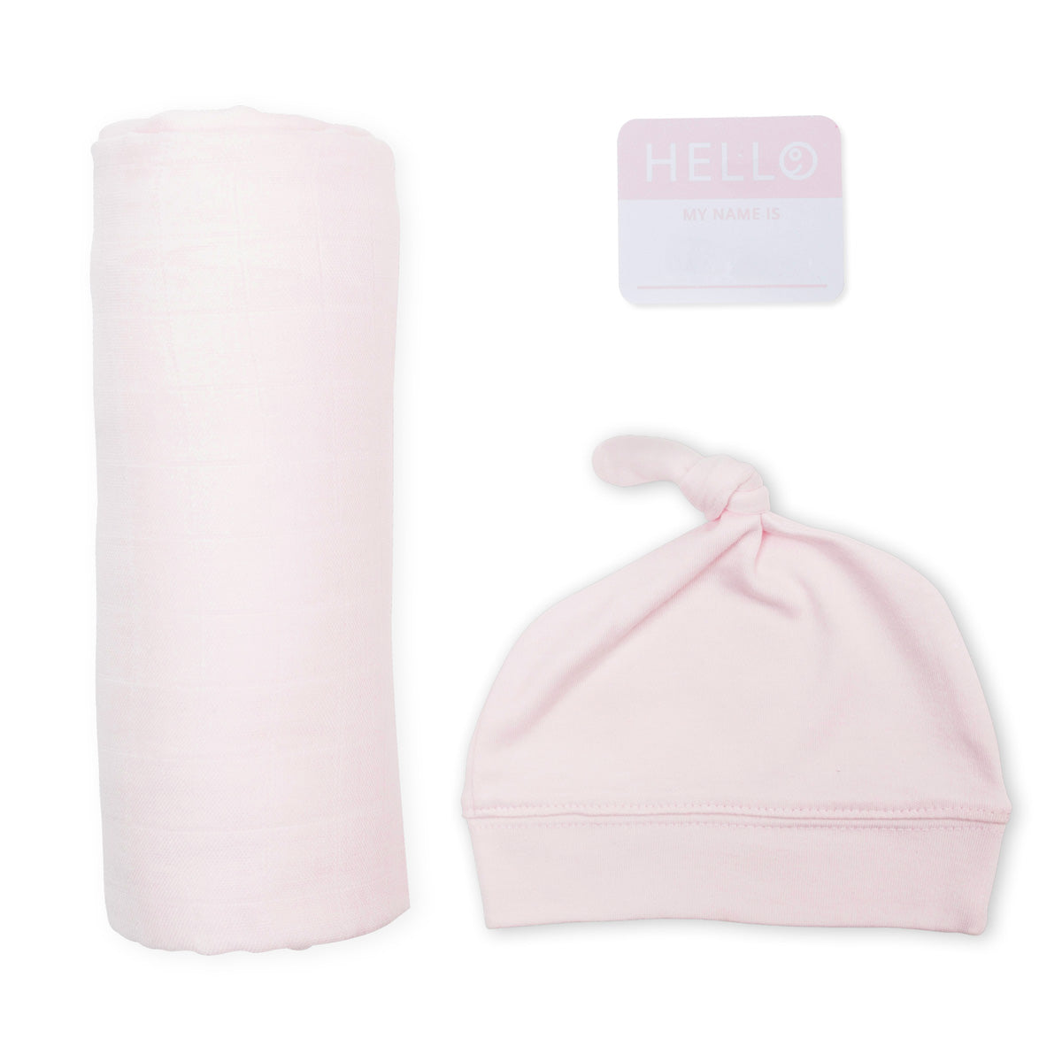 Lulujo Hello World Swaddle & Hat Set Pink