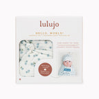 Lulujo Hello World Set (Bamboo Hat + Swaddle blanket) - Blueberries
