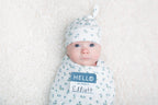Lulujo Hello World Set (Bamboo Hat + Swaddle blanket) - Blueberries