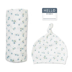Lulujo Hello World Set (Bamboo Hat + Swaddle blanket) - Blueberries