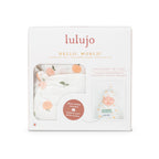 Lulujo Hello World Swaddle & Hat Set - Peaches