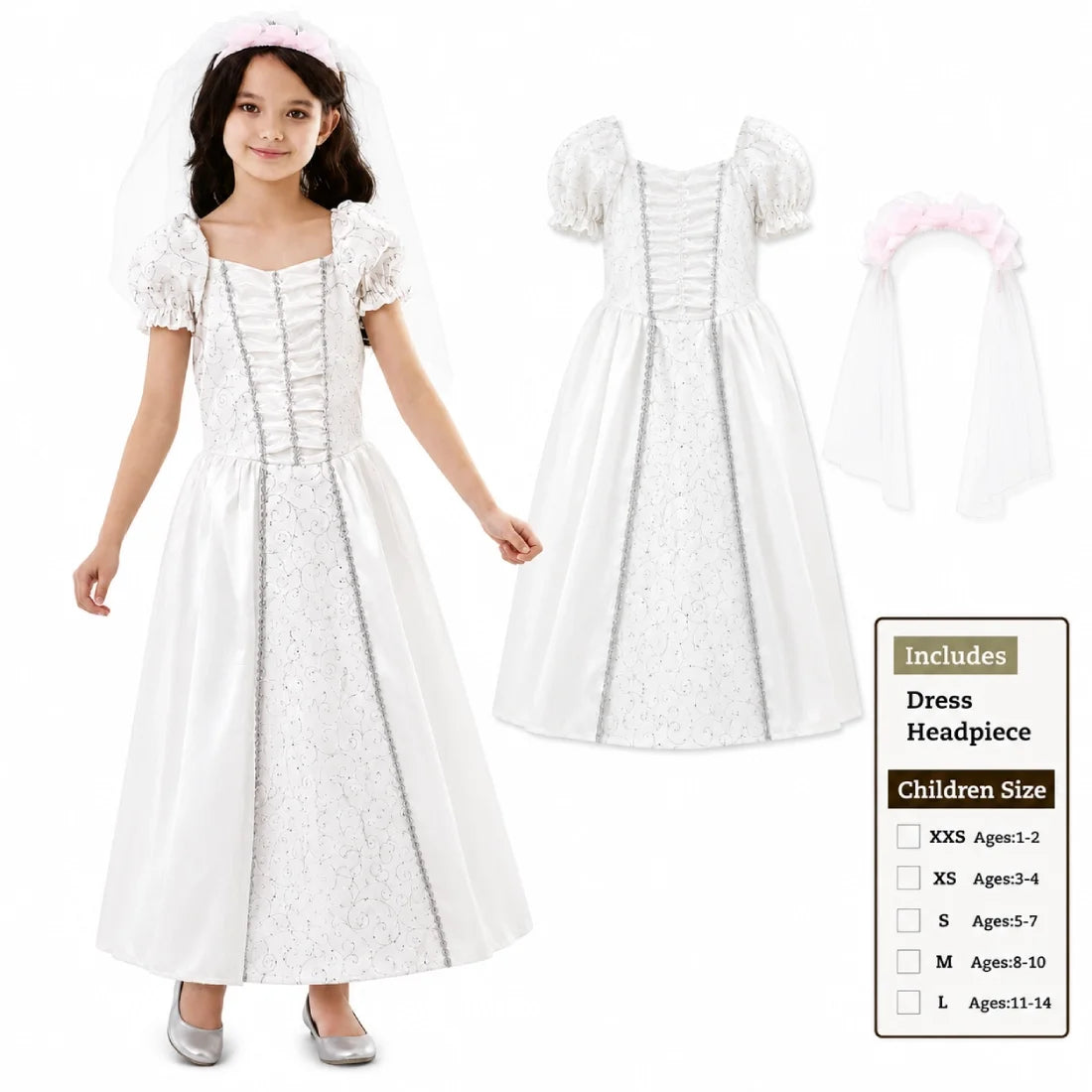Lovely Bride Costume for Kids