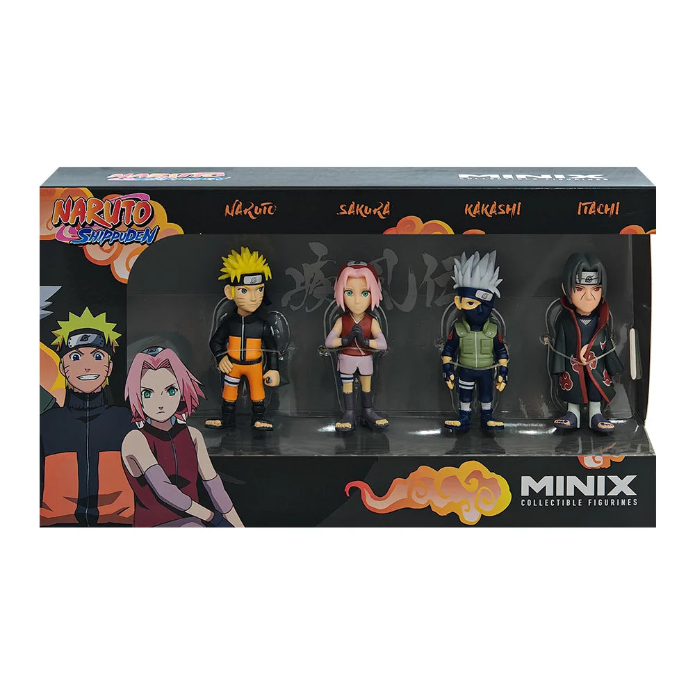 MINIX Naruto Shippuden Collectible Figurines Set (Naruto, Sakura, Kakashi, Itachi)