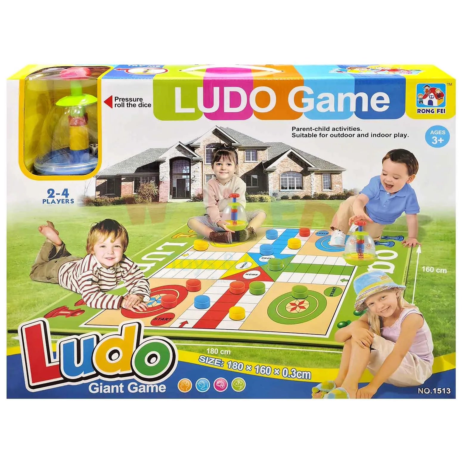 RONG FEI Giant Ludo Game Mat 180x160CM Foldable Family Toy