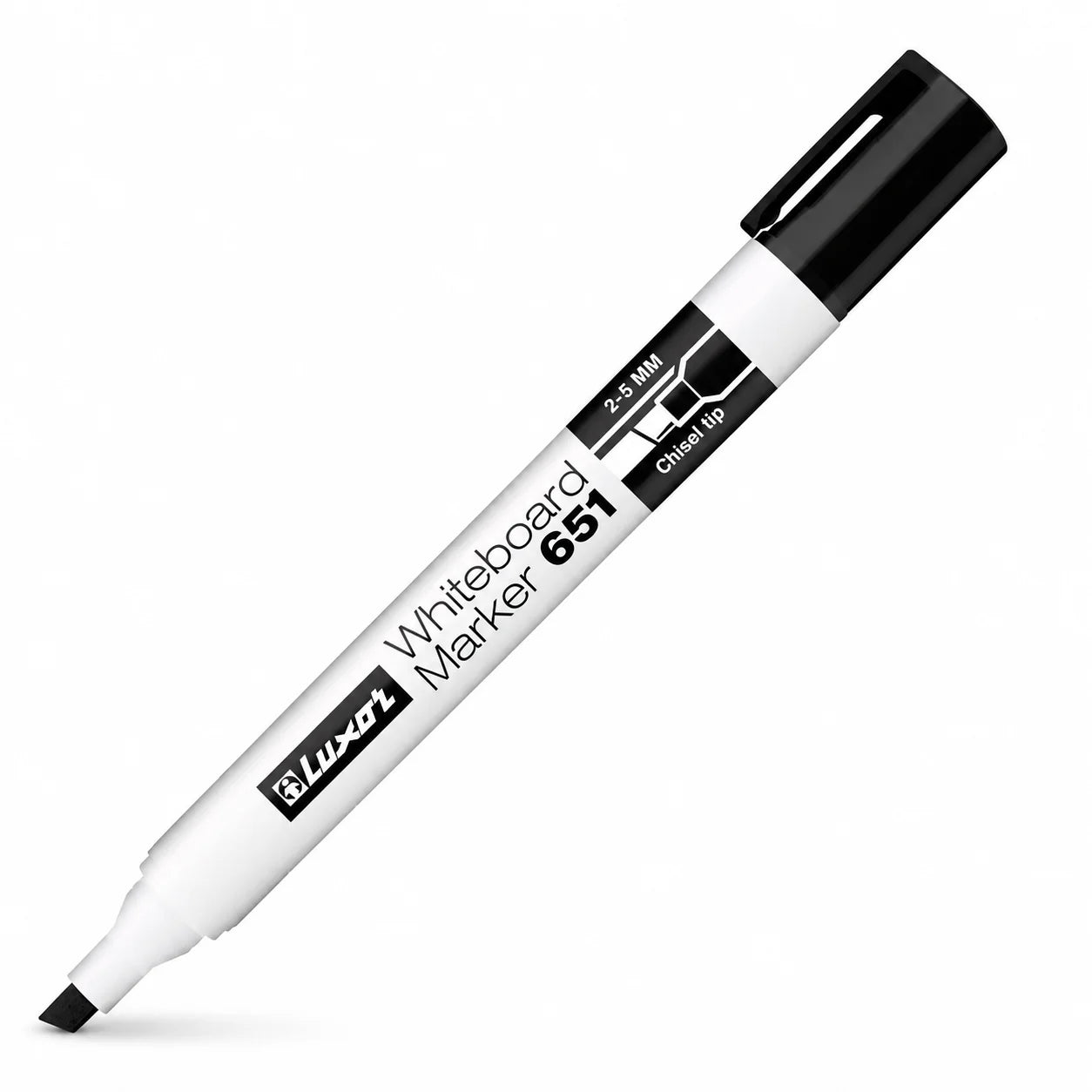 Luxor 651 Black Whiteboard Marker – 2.5 mm Chisel Tip