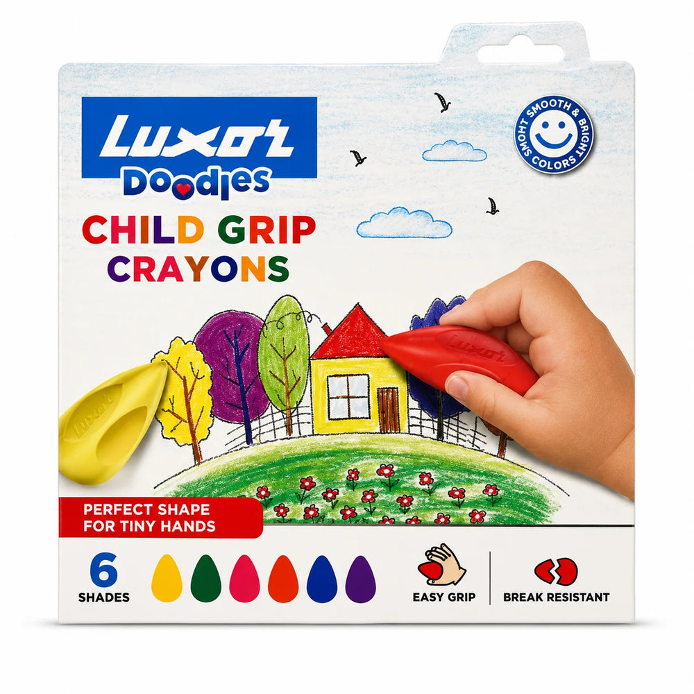 Luxor Doodles Child Grip Crayons – 6 Colors