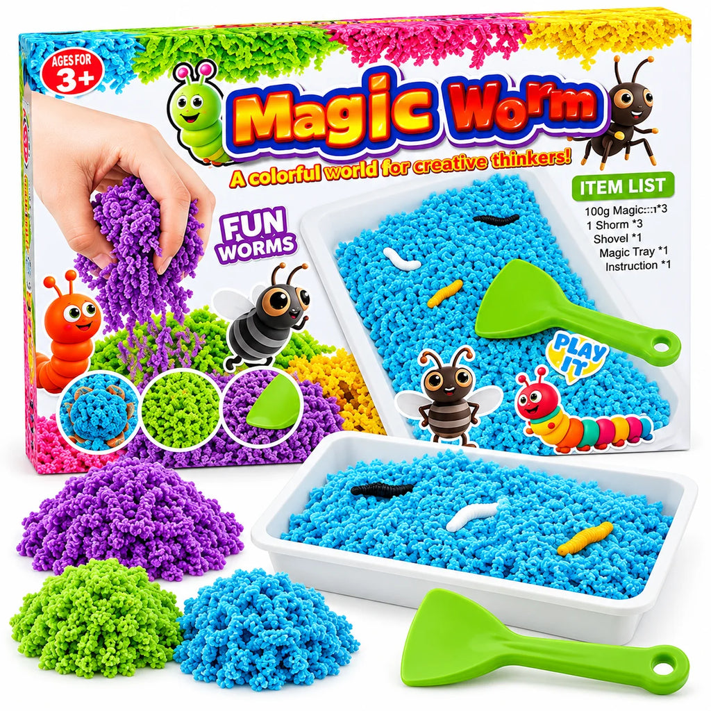 Magic Worm Sensory Play Set with Tray – Large