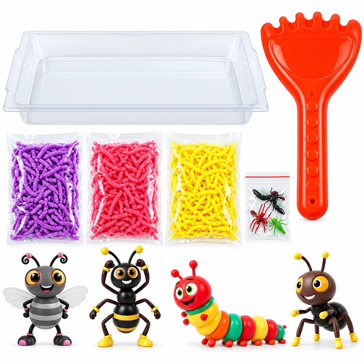 Magic Worm Sensory Play Set with Tray – Large