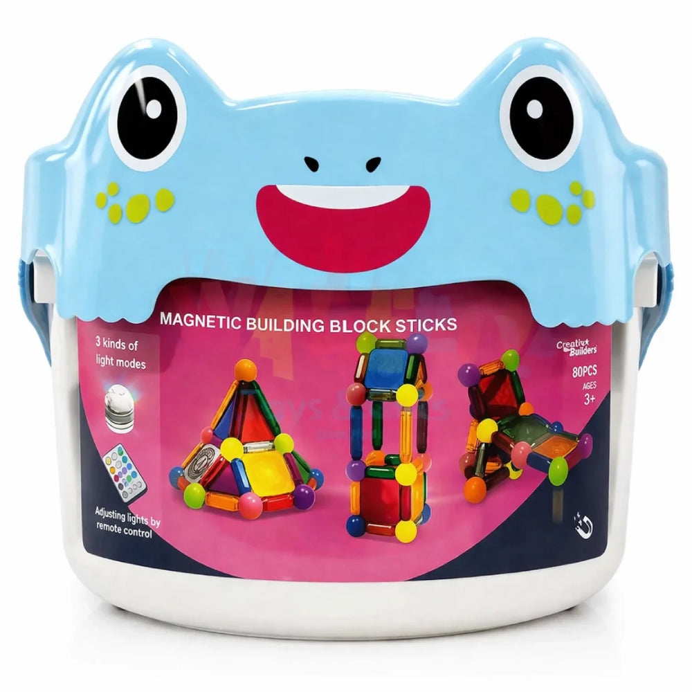 Magnetic Kids Light Blocks Bucket Set 80 Pieces Creative Toy