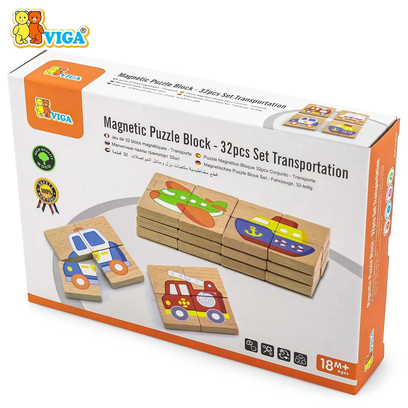 Magnetic Puzzle Block 32pcs Set Transportation