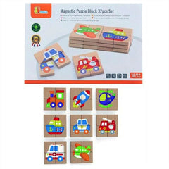 Magnetic Puzzle Block 32pcs Set Transportation