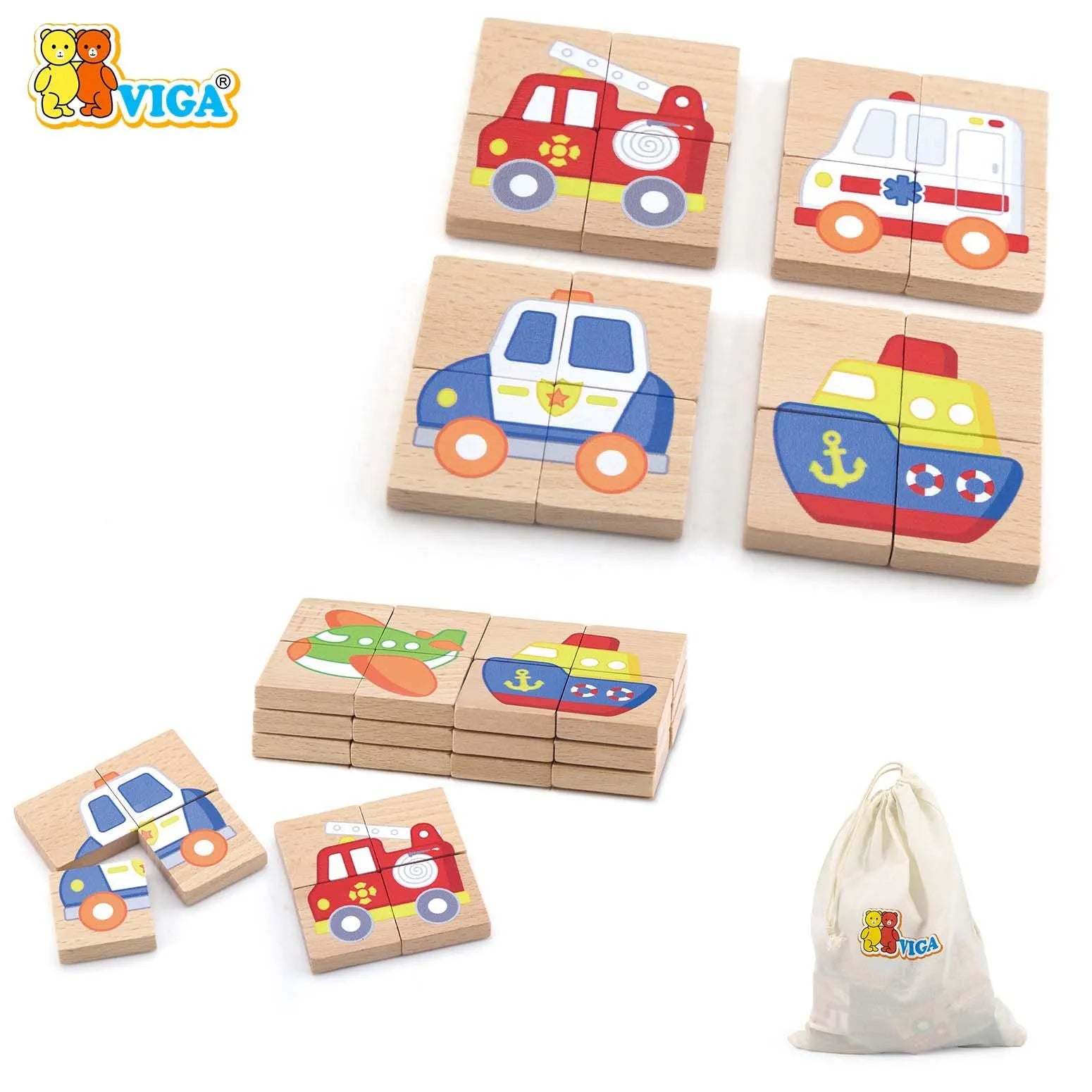 Magnetic Puzzle Block 32pcs Set Transportation
