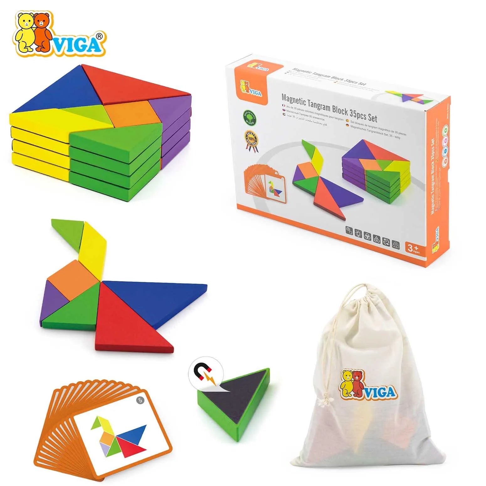 Viga Magnetic Tangram Block  - 35pcs Set