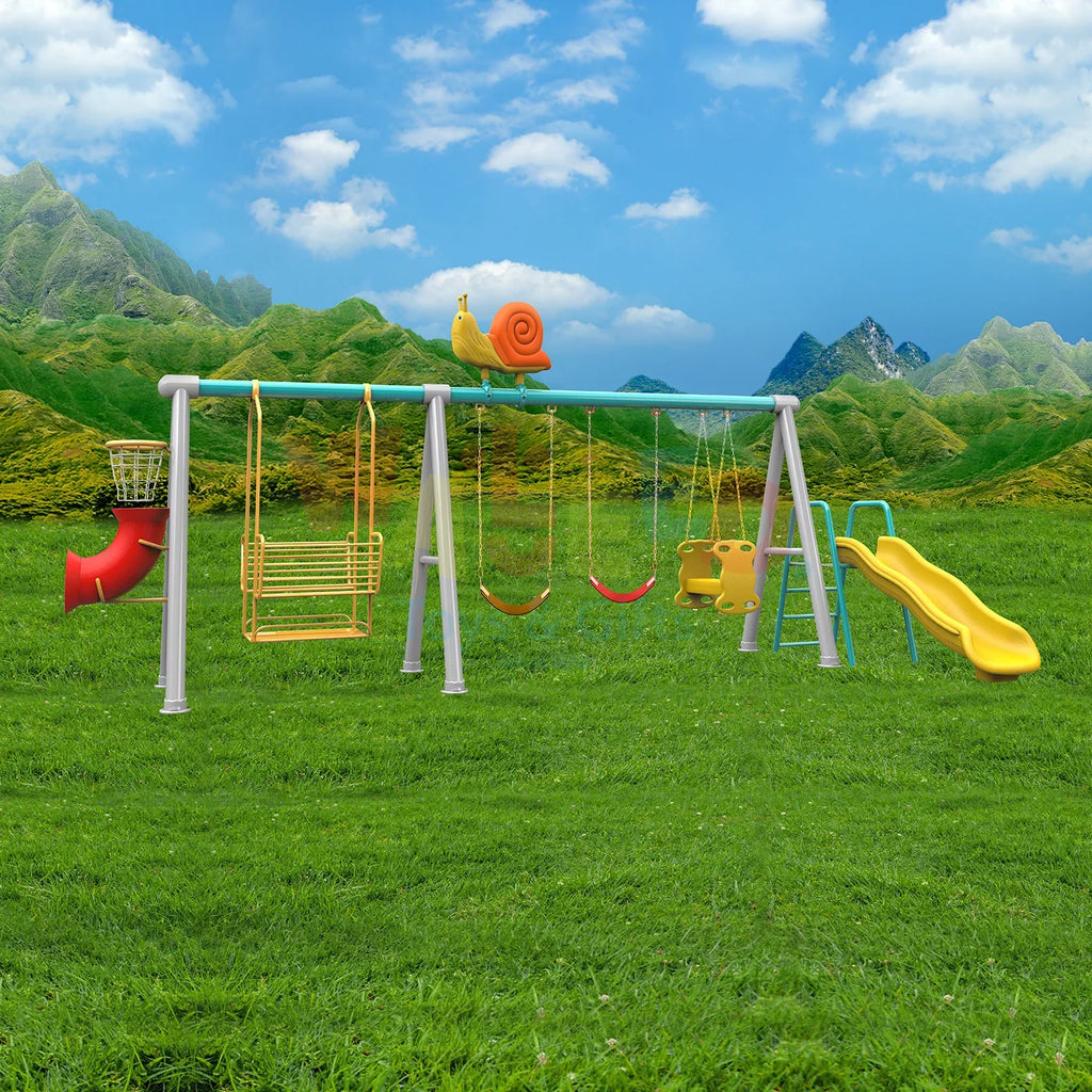 Kids Mega Outdoor Swing Set Slide 1 Piece Playground Toy