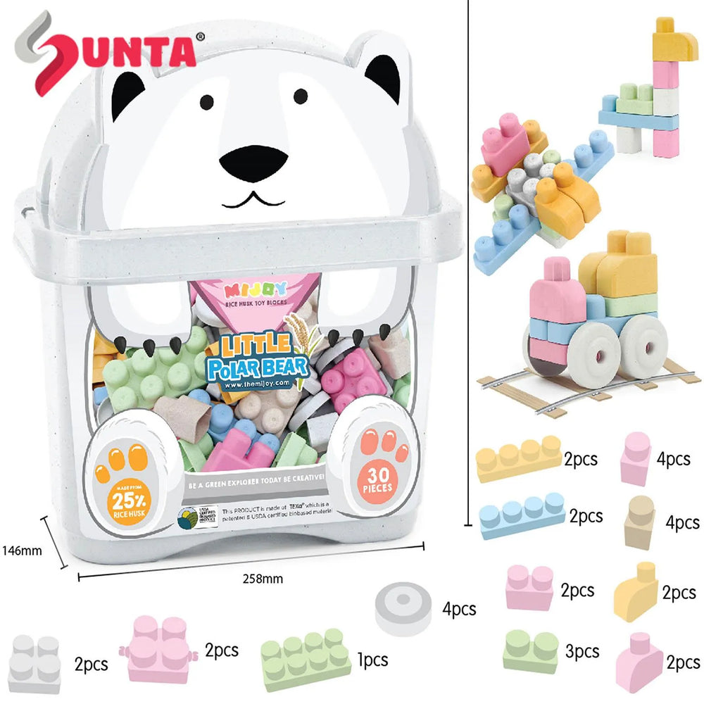 MIJOY Bear Puzzle Mat Blocks 30 Pieces Kids Sensory Toy