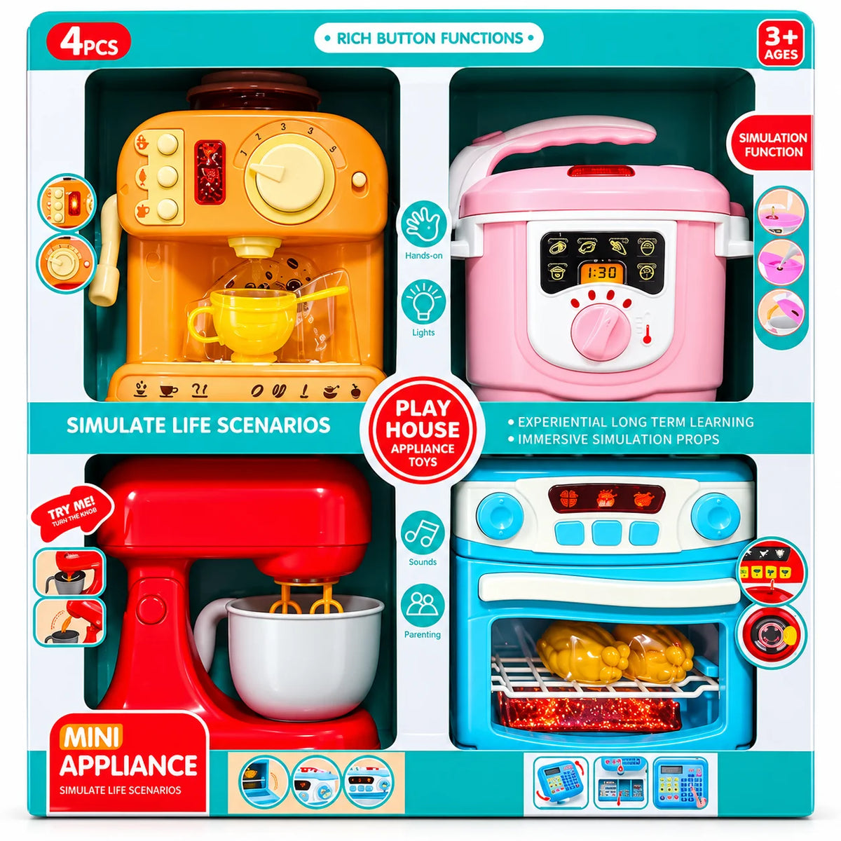 Mini Home Appliances Playset – 4 Pcs