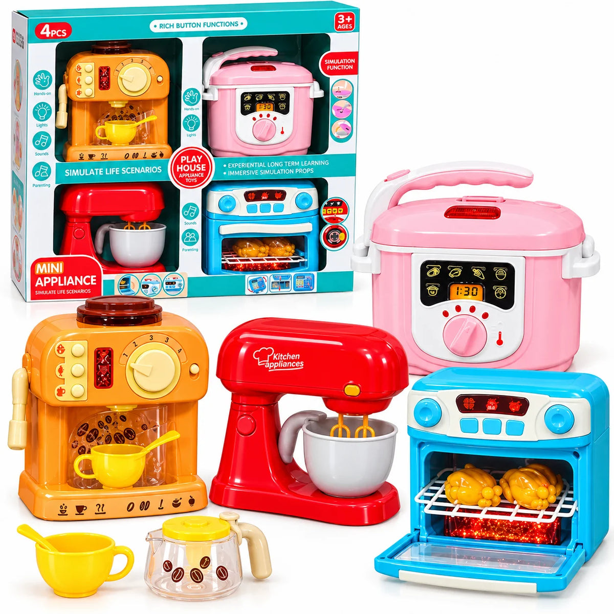 Mini Home Appliances Playset – 4 Pcs