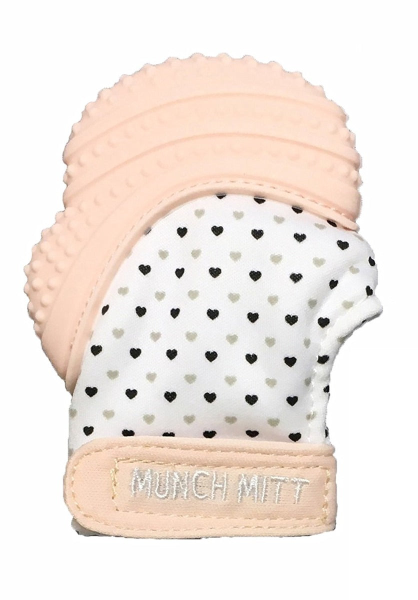 Malarkey Munch Mitt - Hearts -Pastel Pink