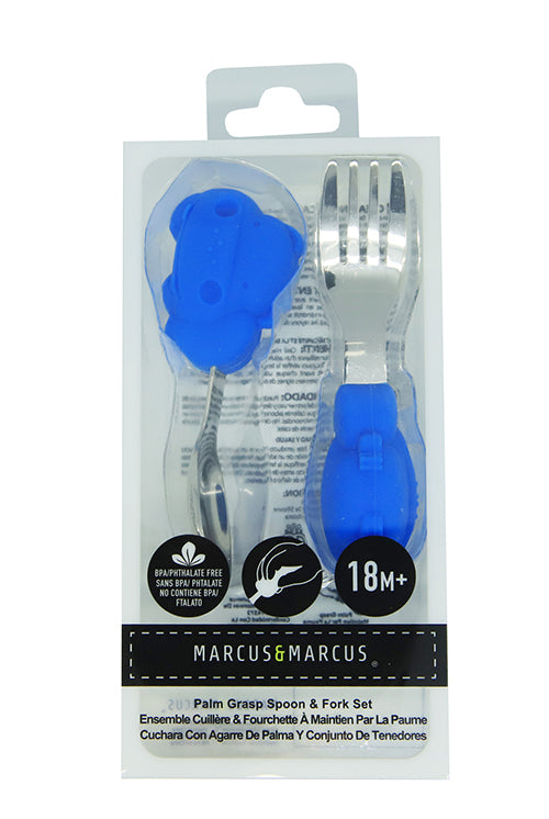 Blue Hippo Palm Grasp Fork and Spoon Set