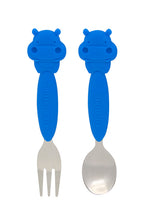 Blue Hippo Fork and Spoon Set