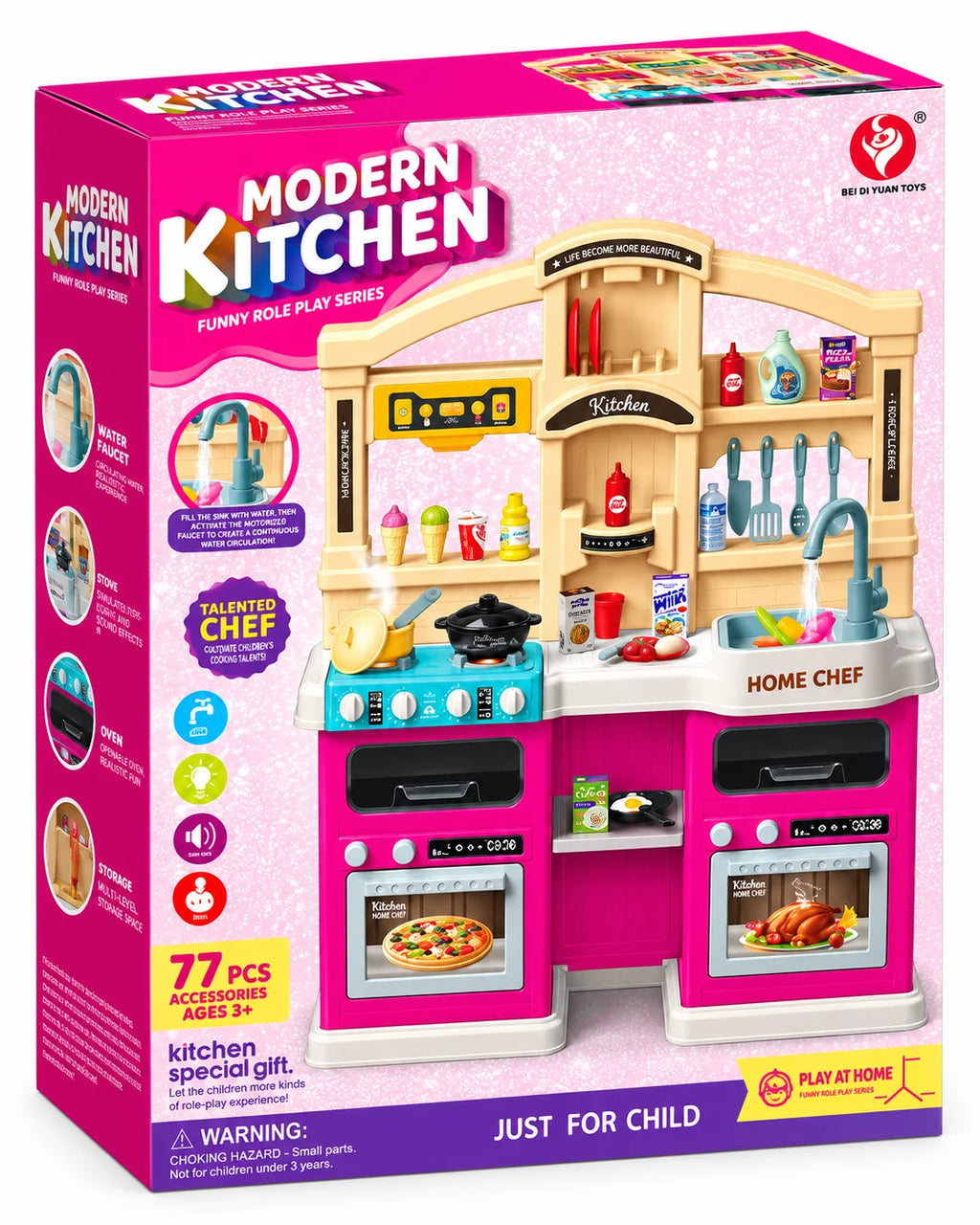 Modern Kitchen Playset with Lights, Sounds & Spray