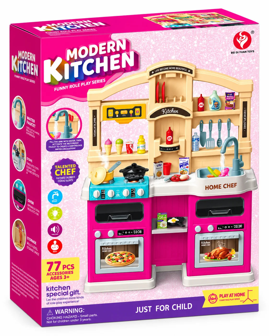 Modern Kitchen Playset with Lights, Sounds & Spray